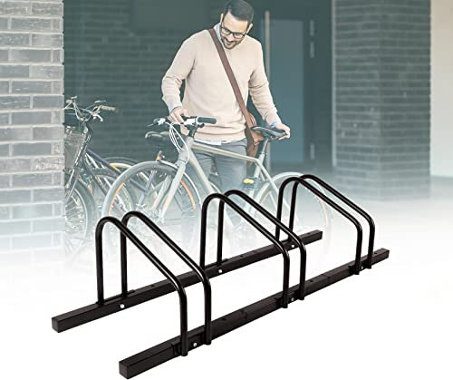 KARAT Fahrradständer Bodenparker für 3 Fahrräder mit Reifenbreiten bis 55 mm - Bodenmontage oder Wandmontage - Radständer Mehrfachständer Bodenständer Fahrradhalter