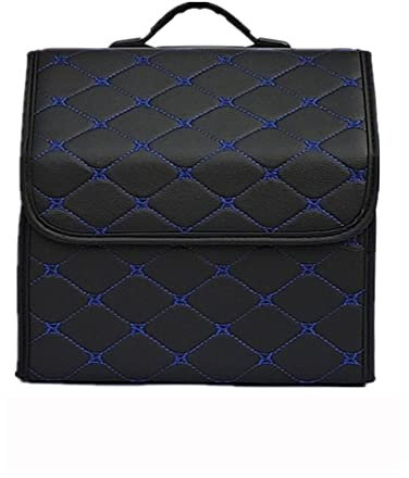 WangSiwe Car Collapsible Trunk Boot Tidy Storage Organiser Box for Mercedes Benz B Class W245 W246 CLA PU Leather Waterproof Multifunctional With Lid Foldable Organize,BlackBlue-S