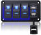 Geloo 3 Gang Pannello Interruttore Impermeabile, 12V/24V Marino Interruttore a Bilanciere Pannello con 4.8A Doppio USB LED Voltmetro Interruttore a Levetta per Auto Barca Camion Camper