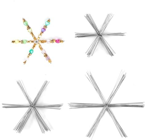 NQEUEPN 36 Stück Schneeflocken Deko Metalldraht, 9,5cm 11,5cm 15cm, Weihnachten Dekoration Schneeflocken Anhänger Wire Craft Wire for DIY Basteln Perlen Partydekorationen Perlenprojekt