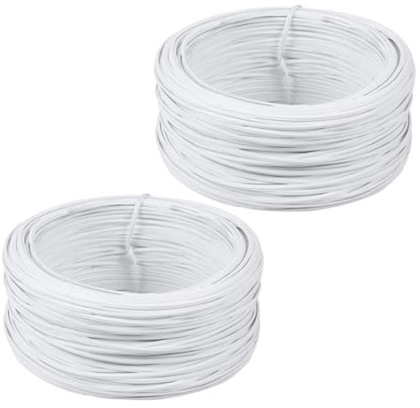 Levemolo Gartendraht 2 Rollen Bindedraht für Pflanzen PVC-ummantelter Flacheisendraht 55m Weiß Bindedraht für Haushalt