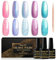 Shining She UV Nagellack Pearl,5 Farben Meerjungfrau Rosa Lila Grün Blau UV nagellack Set Mit Stick,Perlenlicht Gel-Nagellack Soak-Off UV, Kreis Zeichnen Muschel Wirbel Pearl Effect,8ML