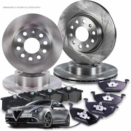 KIT DISCHI E PASTIGLIE FRENO ANTERIORI E POSTERIORI PER Giulietta 940 1.6 JTDM Diesel (105 CV / 77 kW 940 A3.000, da anno 2010-2016)