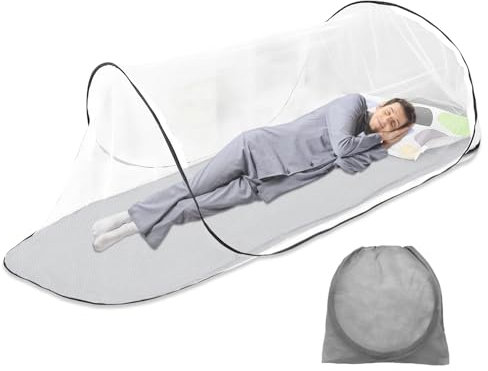 Moustiquaire pliable, moustiquaire de camping, moustiquaire de voyage portable, moustiquaire de voyage, taille simple : 200 x 80 x 56 cm, moustiquaire de voyage à mailles fines, protection efficace