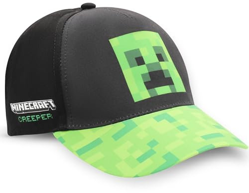 Minecraft Creeper Cap Kappe Baseball Cap Mütze Hut (DE/NL/SE/PL, Numerisch, 56, Schwarz-Grün)