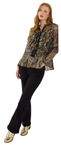 Joe Browns Women's Boho Floral Print Blouse and Cami, Black, 8