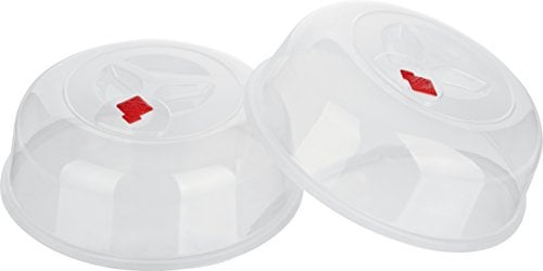 Kigima XL Mikrowellen-Abdeckung 29cm 2er Set – Runde Mikrowellenhaube mit Entlüftungslöchern – Praktische Microwellenabdeckungen aus robustem Plastik (BPA-Frei) – Stapelbare Abdeckhaube für Mikrowelle