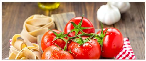 wandmotiv24 Leinwandbild Tomaten und Nudeln 100x40cm (BxH) M1064