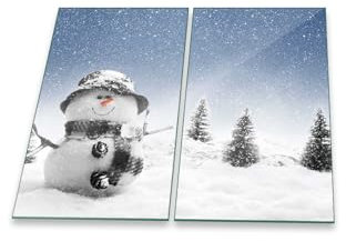 decorwelt | Herdabdeckplatten 2x30x52 cm Ceranfeldabdeckung 2-Teilig Universal Elektroherd Induktion für Kochplatten Herdschutz Deko Schneidebrett Sicherheitsglas Spritzschutz Glas Weihnachten