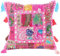 Eyes of India - 40,6 cm rosa Patchwork bunt dekorativer Sofakissenbezug Kissenbezug Dekokissen Überwurf Bohemian Akzent Indischer Boho Chic Handgemachter Bezug