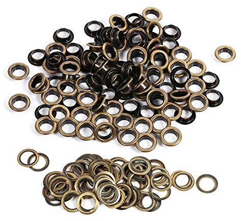 FTVOGUE Grommet Kit Antique Brass Bronze Black Gold Round Eyelet Grommets for Clothing Leathercraft Canvas Banners (10mm 100sets)