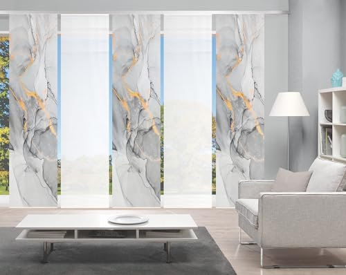 VISION S MARMOSA Schiebegardine, halbtransparent, Bambusoptik, 260x60 cm, Farbe:grau, Größe:260 x 60 cm, Anzahl:5er Set (3X, 2X)