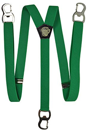 Olata Bretelles Homme en Y, à Mousquetons Décapsuleurs, 25 mm | Bretelles en Y de 25 mm réglables avec mousquetons décapsuleurs et empiècement en cuir; pratiques, sûres et originales.