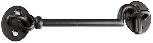 ZEROplus 152mm Cast Iron Black Japanned Cabin Hook, Latch Catch, for Garden Gates, Sheds