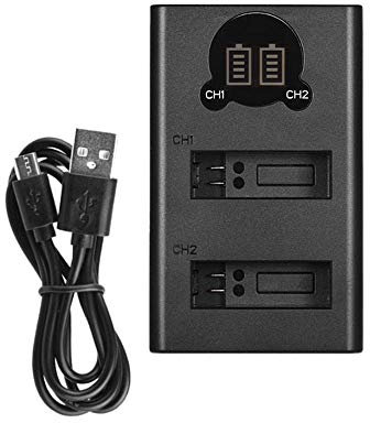 AHDBT-901 ADBAT-001 Chargeur de batterie double canal avec écran LCD Micro-USB USB-C pour GoPro Hero 9 Hero 10 Noir