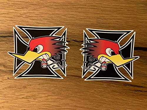 MG421 / 2X Horsepower Cross Aufkleber 7x6cm Sticker Motorrad Auto Tank Hot Rod V8 V2 Bike Cafe Racer Custom Umbau Oldtimer Oldschool