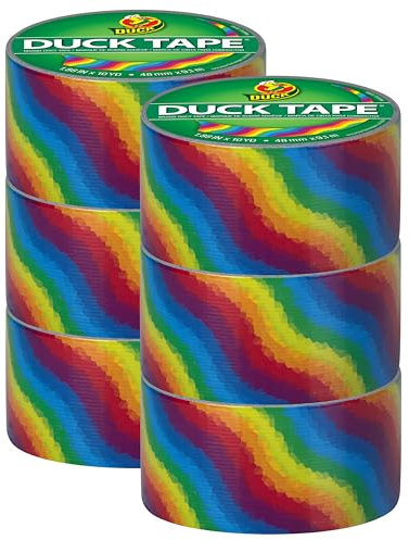 Duck Brand Bedrucktes Klebeband, 6 Rollen, Regenbogen (281496_C)