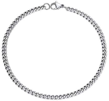 PROSTEEL Bracciale da Uomo a Catena Sottile Colore Argento 3.5mm Lungehzza 19 -Braccialetto Uomo Acciaio