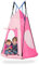 GIANTEX Nestschaukel Outdoor mit Zelt, Kinderschaukel bis 150 kg belastbar, Gartenschaukel Ø 100 cm für Kinder & Erwachsene, Hängeschaukel höhenverstellbar, Tellerschaukel mit Tür & Fenster (Rosa)
