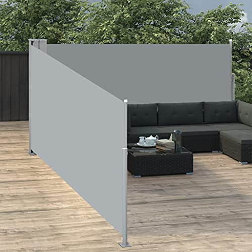 Tidyard Toldo Lateral Extensible Toldo Lateral Doble Protección de Privacidad Protector Solar para Balcón Jardin Terraza Patio Exterior Gris Antracita 100x1000 cm