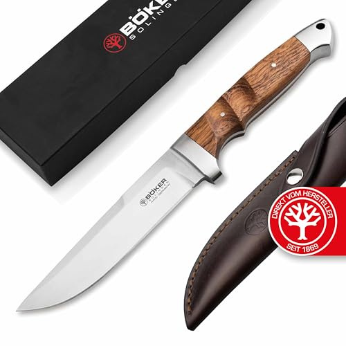 Böker Manufaktur Solingen feststehendes Messer Vollintegral XL 2.0 Palisander - Klinge aus satiniertem Stahl mit Flachschliff - Griffschalen aus zertifiziert Palisanderholz