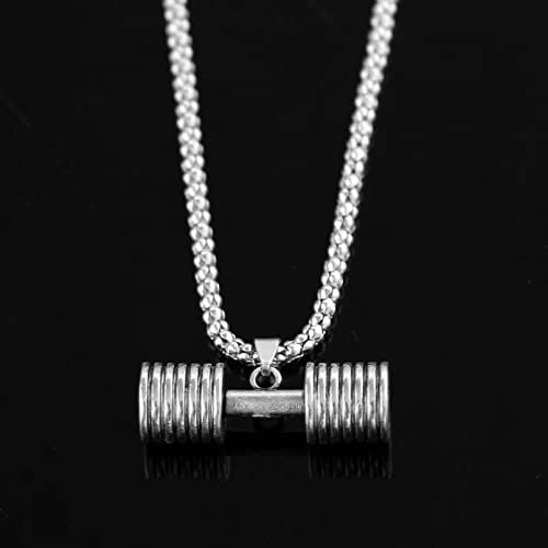 Halskette Hantel Fitness Anhänger Halskette Bodybuilding Fitnessstudio Gewichte Langhantel Halskette Fitness Langhantel Schmuck für Fitnessliebhaber Weihnachts-Halloween-Gastgeschenke