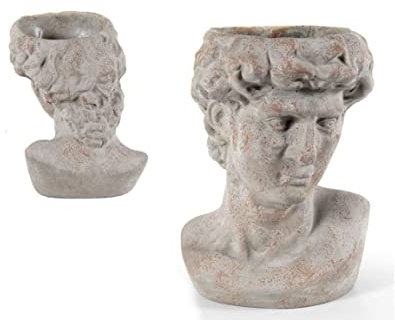 GICOS IMPORT EXPORT SRL Vaso moderno decoro testa uomo colore cemento invecchiato 17 * 15 * 23 cm casa giardino scultura portapiante NON-825019