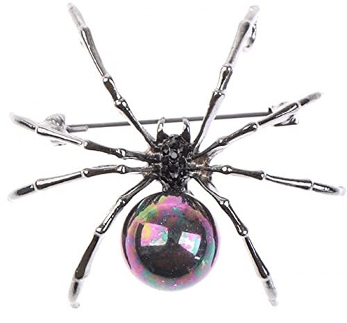 Wudaizhi Halloween Schwarze Spinnenbrosche Stifte Punk Perle Strass Gothic Spider Insekt Brosche Stift Juwely für Frauen Männer