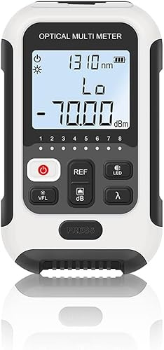 Nimomo Misuratore Di Potenza a Fibra Ottica, 70dBm ~ +10dBm Power Meter Fibra Ottica 3 in 1 Tester FTTH Con test di rete e illuminazione a LED, 10 Lunghezze D'Onda, Interfaccia FC/SC/ST