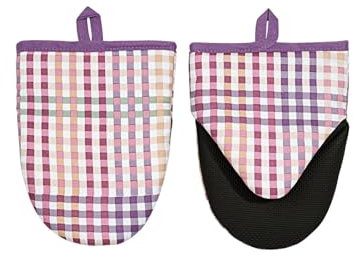 Ulster Weavers - Purple Flannelette Microwave Oven Mitts (18 x 14.5cm) - 100% Cotton - 1x Pair - Purple Plaid Oven Glove Heat Resistant - Washable - Tartan Oven Glove in Purple - Kitchen Accessories