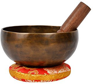 Grand bol chantant tibétain martelé à la main avec 7 symboles de chakra sculptés – SING1045-L