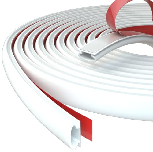 6M White D-Shape Rubber Weather Seal Strip Draught Excluder for Door Frame and Gaps,Anti-Collision Self Adhesive Soundproof Windproof Dustproof Waterproof Stripping,Draft Excluder Insulation Tape
