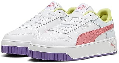 PUMA Carina Street Jr Sneaker, White Passionfruit Silver, 38 EU