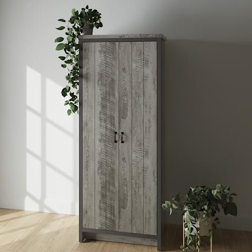 GFW Boston 2 Door Wardrobe Hanging Rails Storage Unit Bedroom Grey