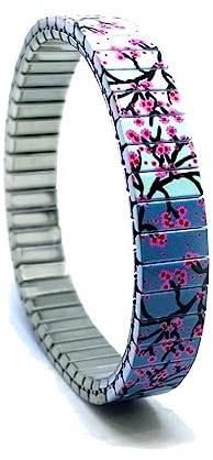 urband LONDON Edelstahlzugarmband COOL BLOSSOM Bunte Blumen - 10 mm