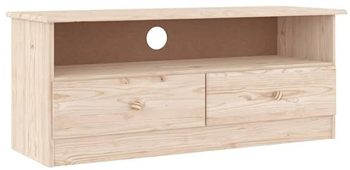 vidaXL TV Schrank mit Schublade, Fernsehschrank mit viel Stauraum, Lowboard für Wohnzimmer Fernseher, HiFi Schrank TV Möbel Fernsehtisch, Massivholz Kiefer