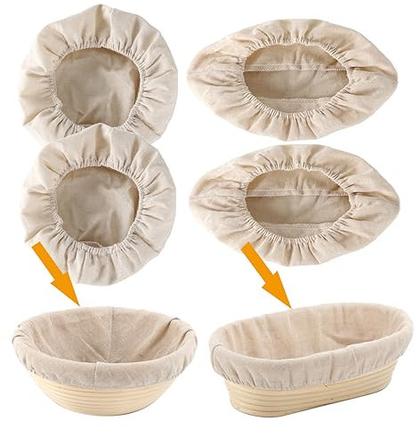 12Pcs Bread Proofing Basket Cloth Rattan Baking Dough Basket Cover Liner Sourdough Banneton Proofing Cloth Fermentation Basket Linen Liner for Baking Supplies