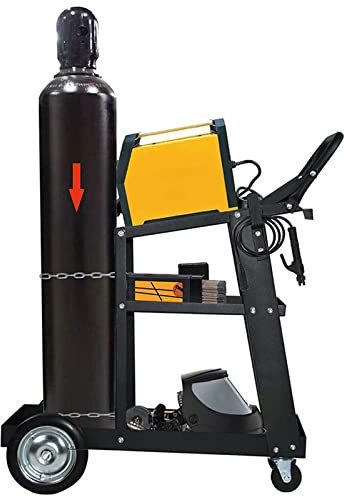 Welding Cart Trolley, Welder Trolley Cart on Wheels for MIG ARC TIG Welder, 80kg Max Load Welder Equipment Storage for Gas Bottles w/Safety Chain
