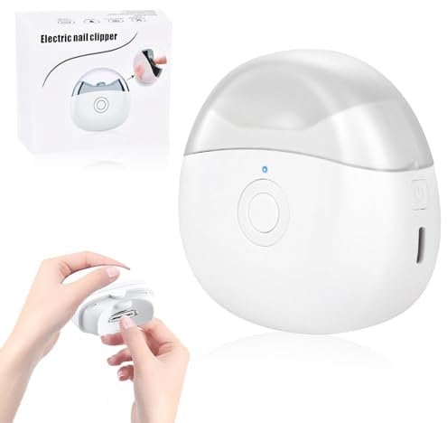 Funmo Electric Nail Clipper, Automatic Nail Clipper with Light, Cutter Safe Baby Nail Scissors, USB Rechargeable Nail File, Portable Nail Clipper for Baby Children Adults