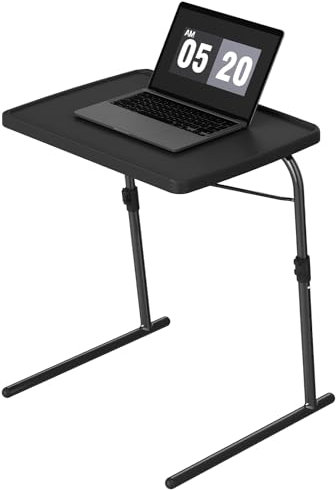 TRINEAR Plateau TV 42,9 x 55,9 x 73,9 cm XL Pro Table de dîner pliante avec 6 réglages de hauteur et 3 angles d'inclinaison, grand bureau pour le travail, bureau portable et réglable pour ordinateur