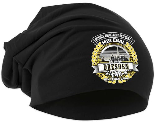 UGLYSHIRT EIN Leben lang Dresden Mütze | Strickmütze Dresden Sport Mütze Hut Logo Hat Stadt Dehnbar | Beanie