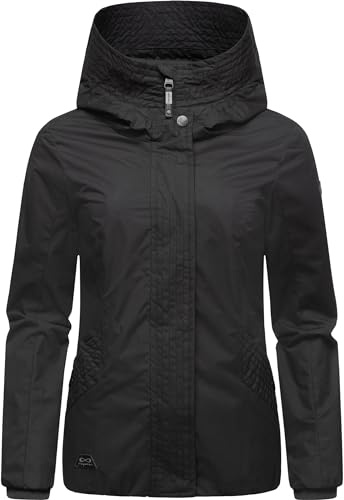 Ragwear Damen Übergangsjacke leichte wasserdichte Jacke kurz mit Kapuze Vannesa Black Gr. XL