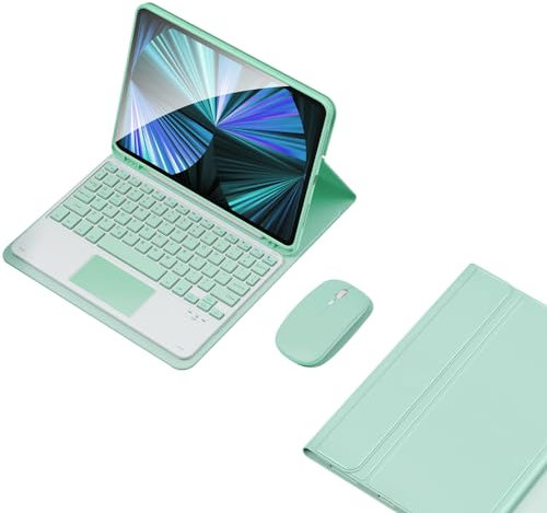 GUPENAA Tastatur Hülle für Samsung Galaxy Tab S8 Plus/S8+/S7 FE/S7+/S7 Plus 12.4'', Magnetische Abnehmbare Kabellose Bluetooth-Tastatur mit S-Pen-Halterung,Grün