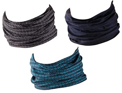 Hilltop 3x Motorrad Multifunktionstuch, Kopftuch, Halstuch, Bandana 3-er Set in ausgewählten Designs, Schlauchtuch für Damen und Herren, 3er Set:Work Out