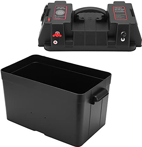 12V Power Center Portable Marine Battery Box with Voltmeter for Car RV Yacht Ship