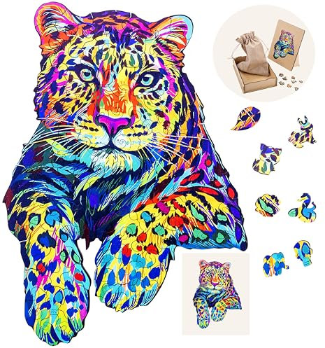 Engelhart - 602210 - Holzpuzzle Tiere: Tiger A3 - Einzigartige 161-Teile-Holzform - Erwachsenenpuzzle - Holzkiste - Ab 12 Jahren - 29,7 x 42 cm