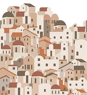 papier peint panoramique maisons méditerranéennes terracotta 200 x 279 cm - ESTAhome
