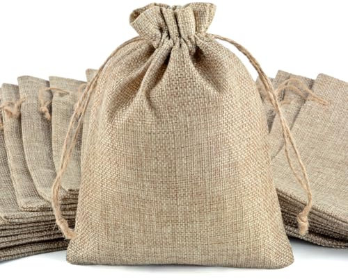 20 Stück Primärfarbe Jutesäckchen, 20*30cm Stoffbeutel mit Kordelzug, Wiederverwendbare Säckchen zum Befüllen, Hochzeits Geschenkverpackung, Schmucksäckchen, Adventskalender, Jute Aufbewahrungsbeutel