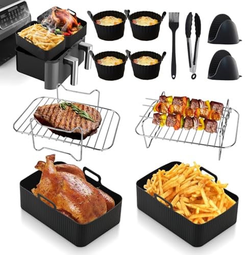 Ninja Heißluftfritteuse Zubehör Airfryer Zubehör für Ninja Foodi Max Dual Zone AF400EU AF300EU - 12 PCS Air Fryer Accessories für 7.6L-9.5L und Meisten Dual Zone Airfryer BPA-frei