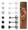 Diamday 6 Paires Boucles d'Oreilles pour Femmes Hommes Acier Chirurgical Piercing Oreille Hypoallergénique Clou d'Oreille 5A Zircone Cubique Helix Cartilage Tragus Piercing Boucles d'Oreilles